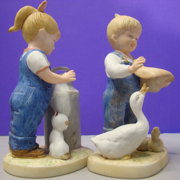 Vintage set of 1985 Denim Days #1509 and #1501 Pair Figurines Gathering kitten - Picture 11 of 16